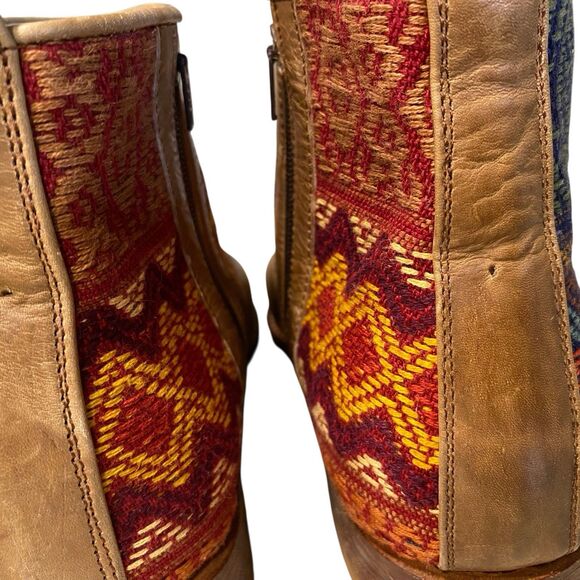 Teysha Handmade Guatemalan Leather Textile Embroidered Ankle Boot Guatemala 8.5 - Picture 6 of 9